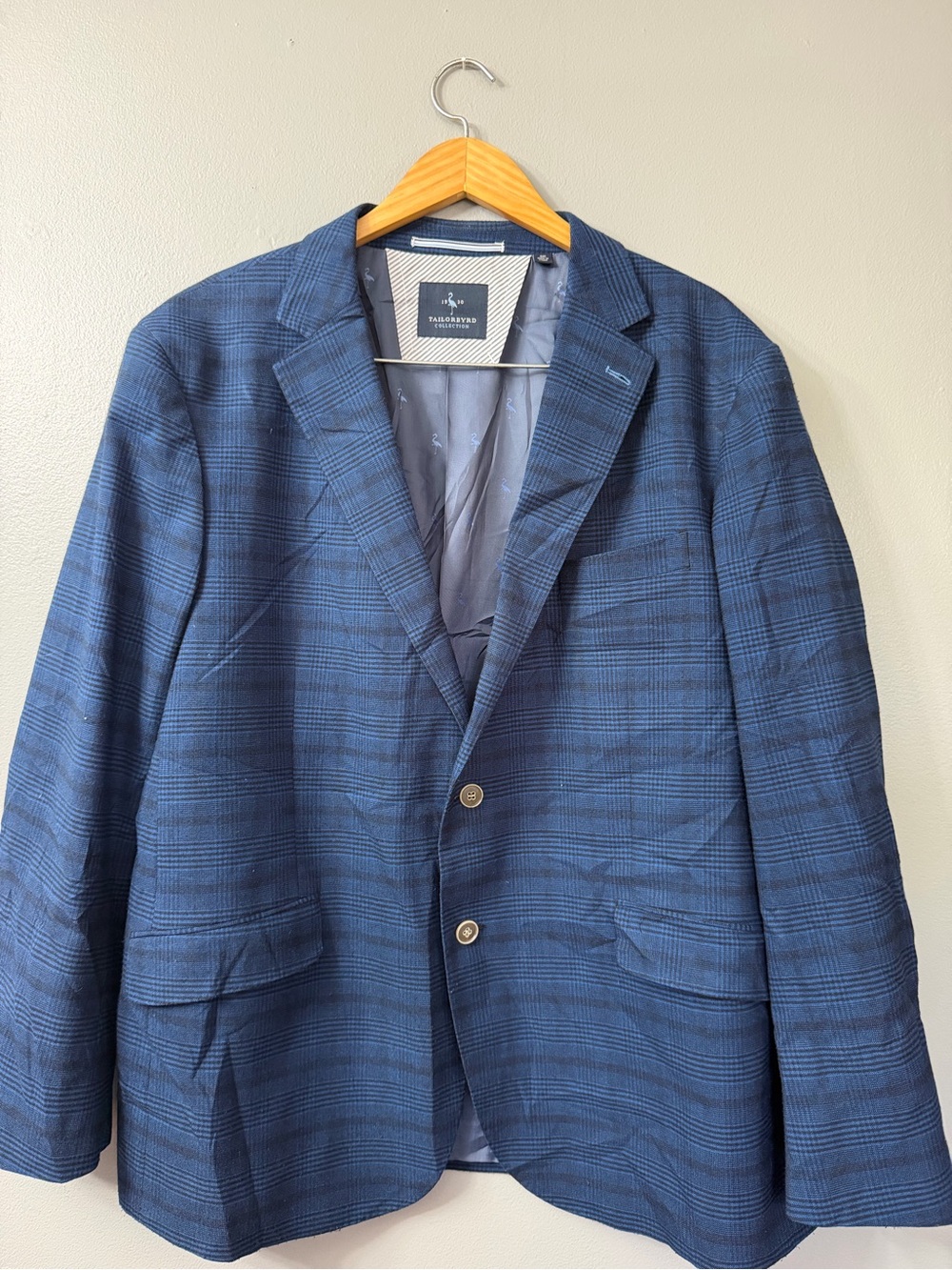 TailorByrd Men's Blue Plaid Blazer 48R